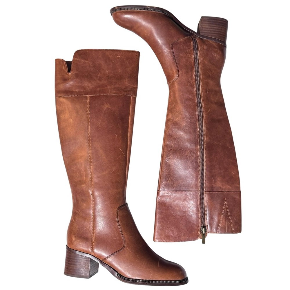 Franco Sarto Leather Riding Style Boots with block heel - Picture 2 of 10